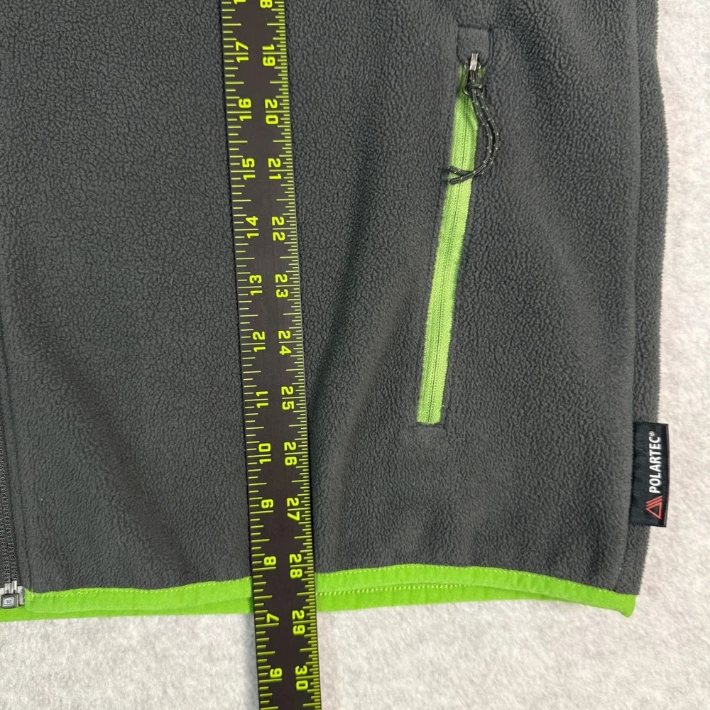 Columbia Polartec Fleece Jacket Mens XL Full Zip Gray Lime Green Hiking‎ Outdoor